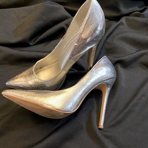 Silver stilettos size 9